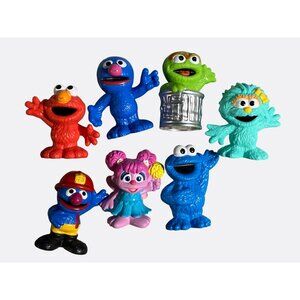 Sesame Street Mini Figures Set Of 7 Featuring Elmo Grover Cookie Monster & More